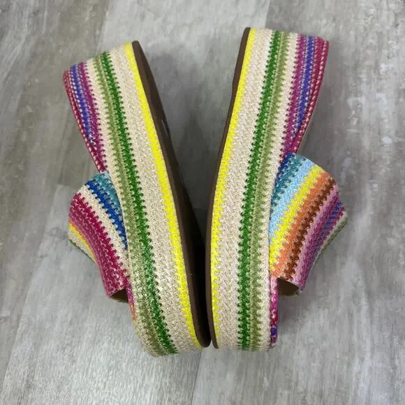 Larroude Alex Flatform Mule In Rainbow Raffia Size 10 stripes - Picture 4 of 7